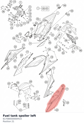 Diagram preview: Fuel tank spoiler left (61708050000HCA)