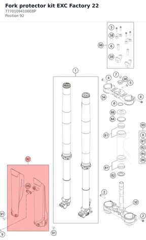 Diagram preview: Fork protector kit EXC Factory 22 (77701094100EBP)