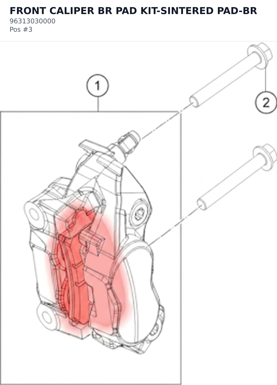 Diagram preview: FRONT CALIPER BR PAD KIT-SINTERED PAD-BR (96313030000)