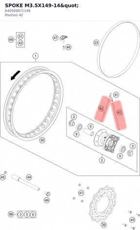 Diagram preview: SPOKE M3.5X149-14" (A40509071149)