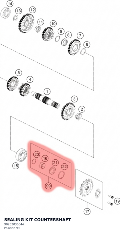 Diagram preview: SEALING KIT COUNTERSHAFT (90233030044)