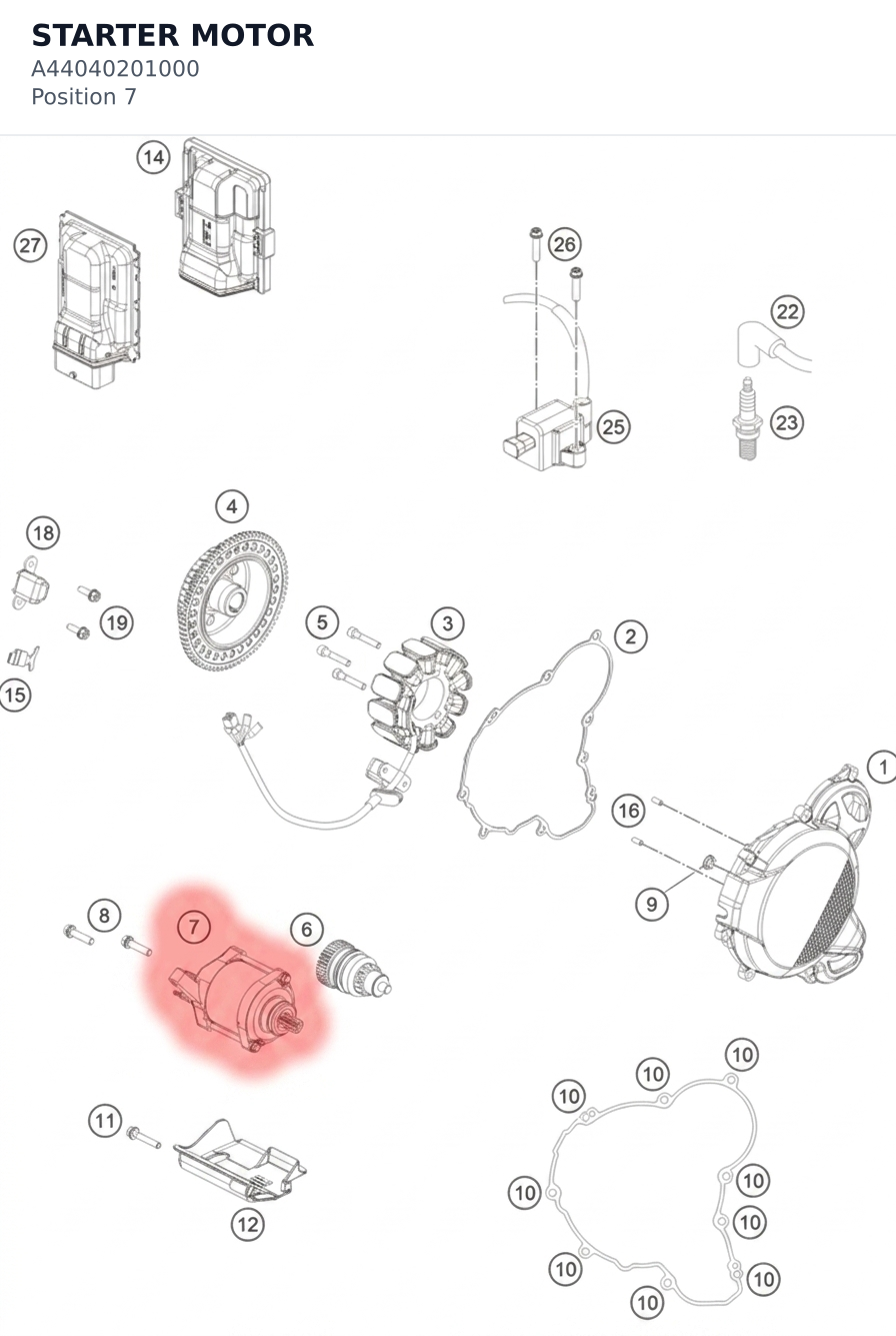 Diagram preview: STARTER MOTOR (A44040201000)