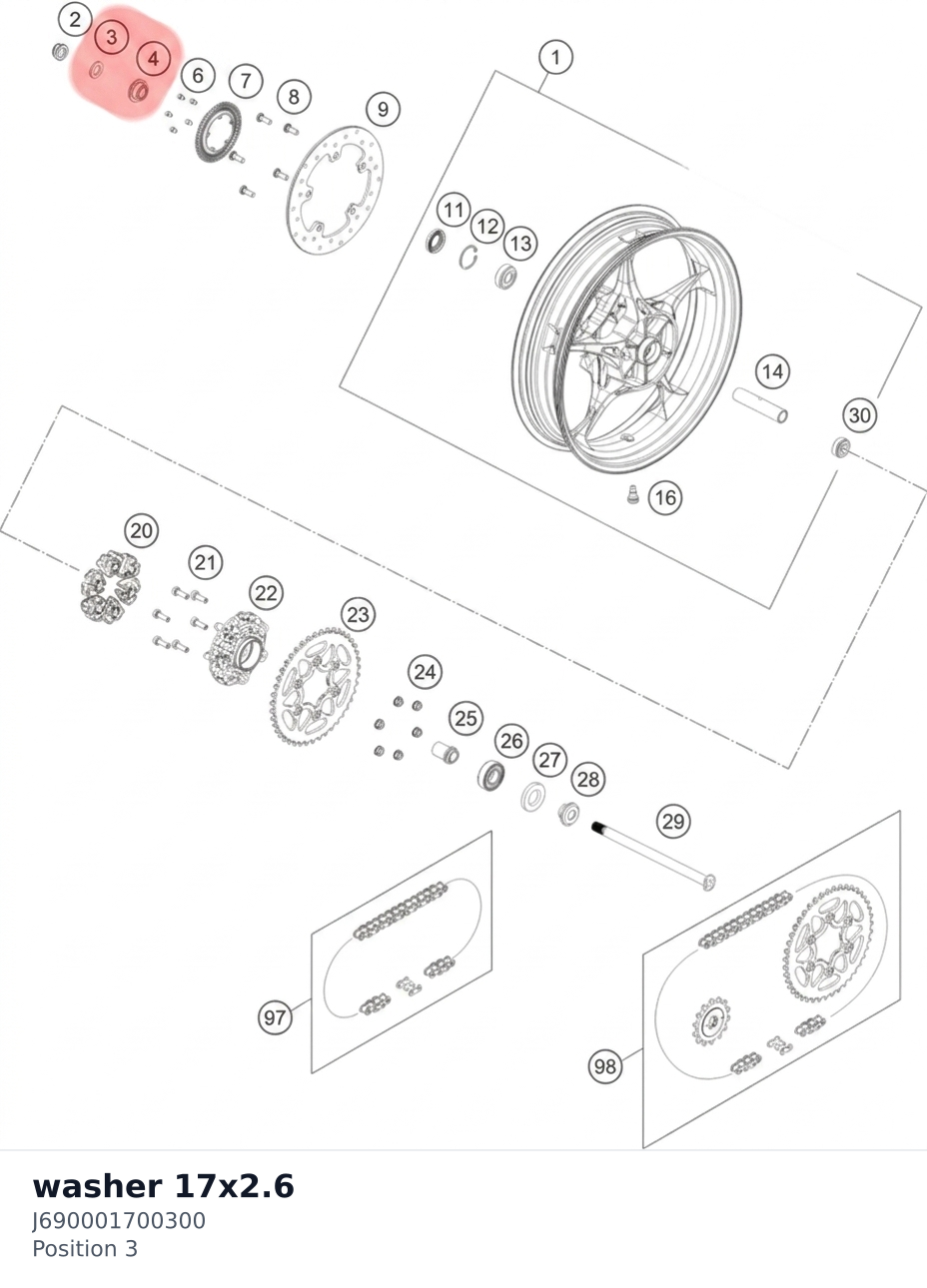 Diagram preview: washer 17x2.6 (J690001700300)