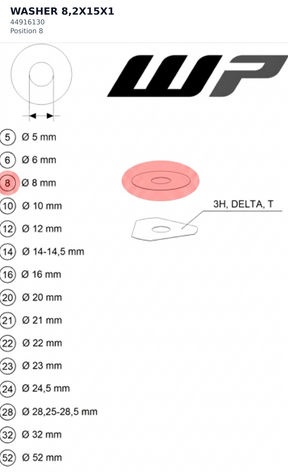 Diagram preview: WASHER 8,2X15X1 (44916130)