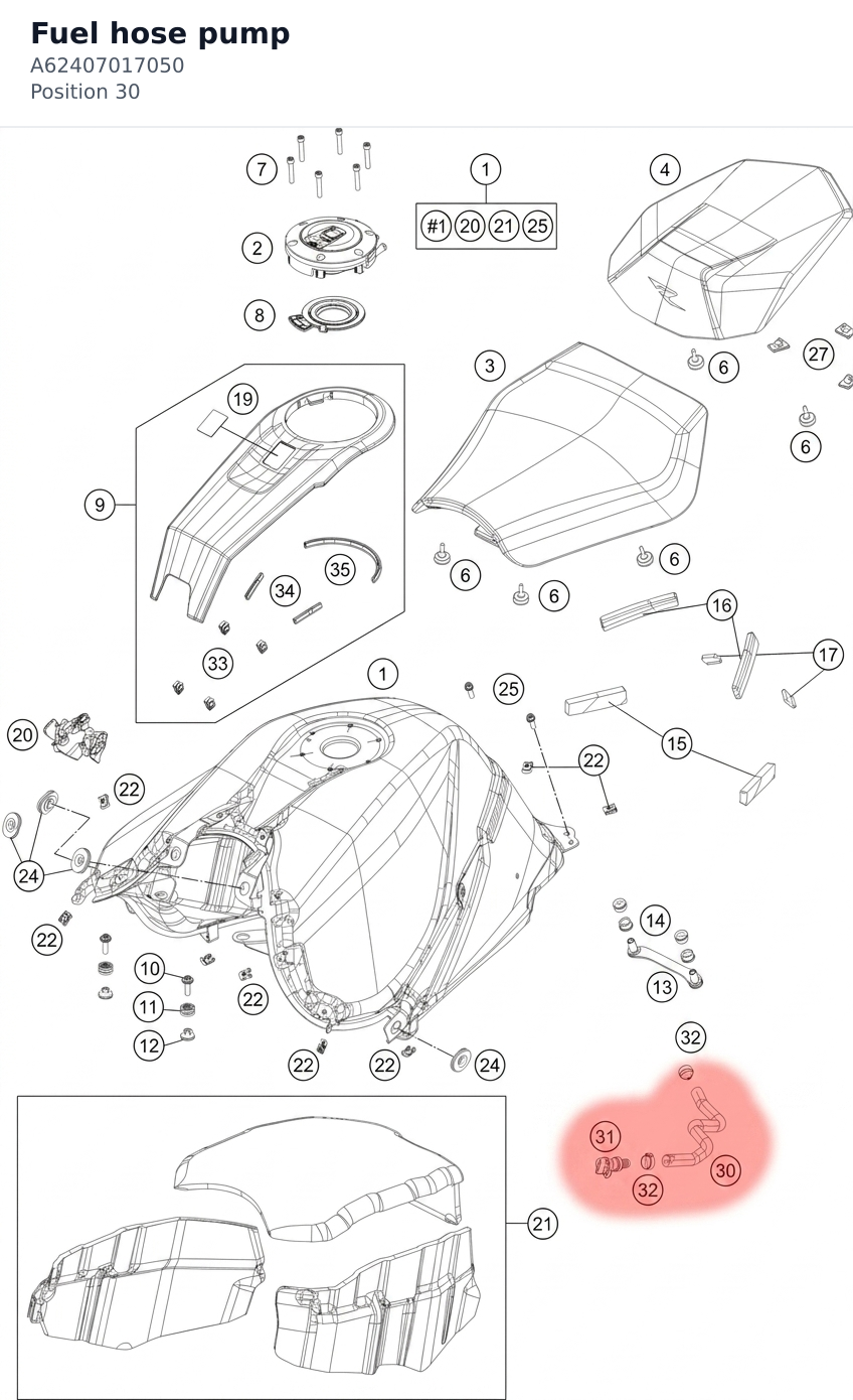 Diagram preview: Fuel hose pump (A62407017050)