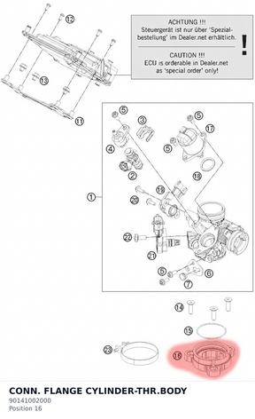Diagram preview: CONN. FLANGE CYLINDER-THR.BODY (90141002000)