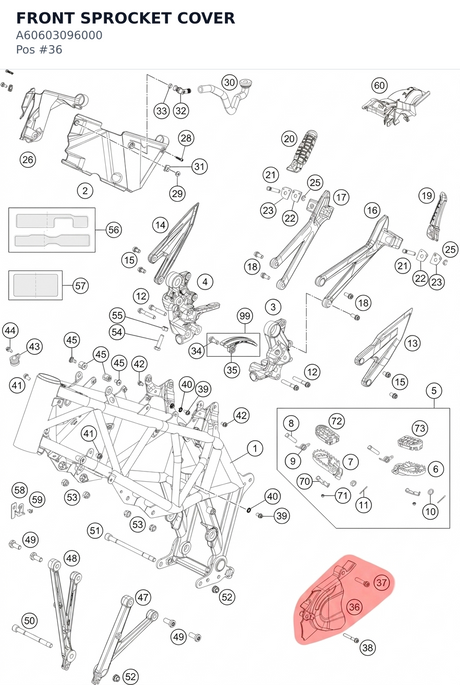 Diagram preview: FRONT SPROCKET COVER (A60603096000)