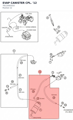 Diagram preview: EVAP CANISTER CPL. '12 (78115001033)