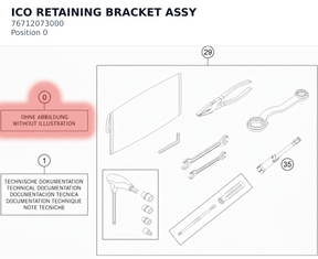 Diagram preview: ICO RETAINING BRACKET ASSY (76712073000)