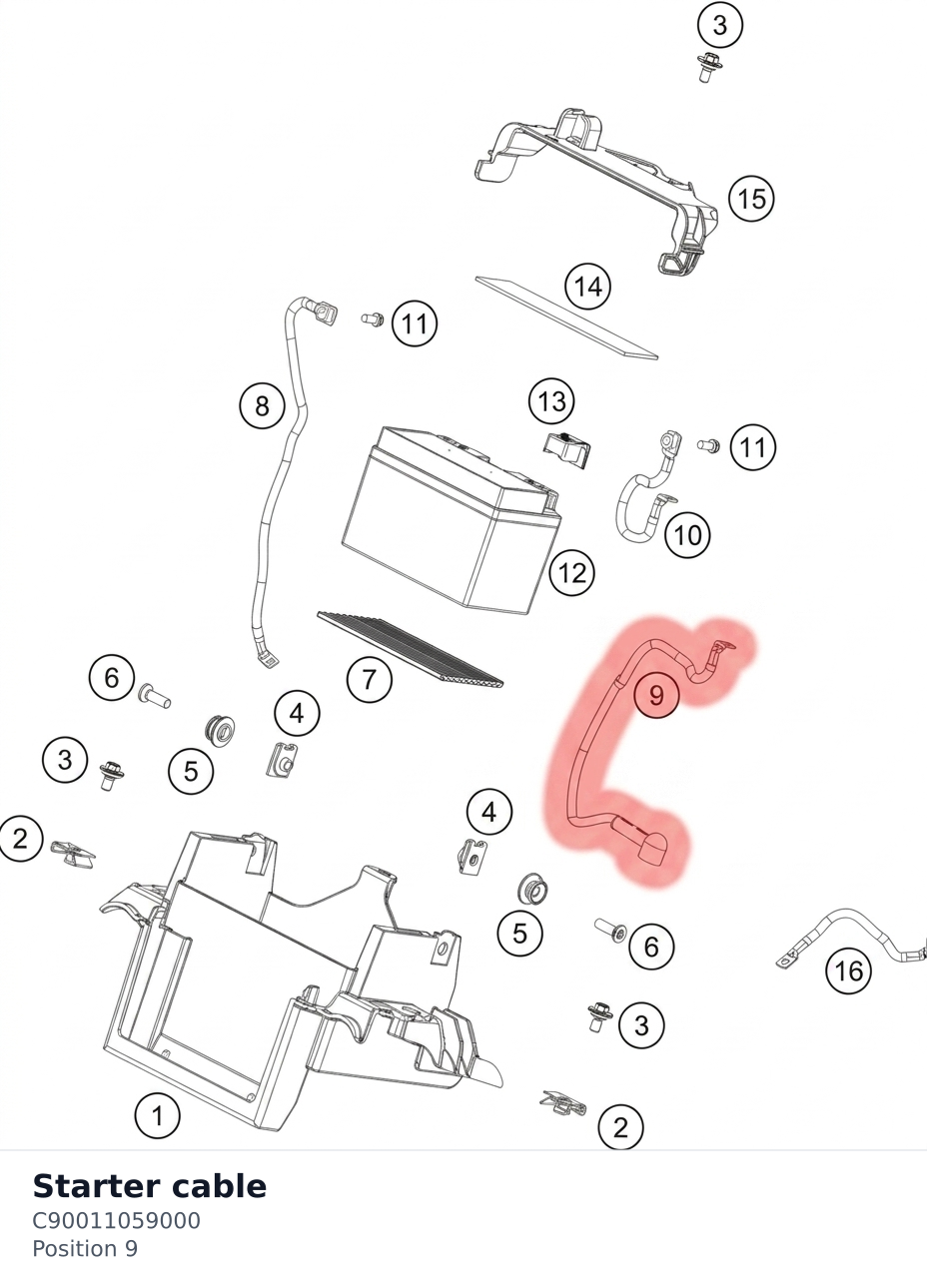 Diagram preview: Starter cable (C90011059000)