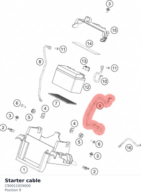 Diagram preview: Starter cable (C90011059000)