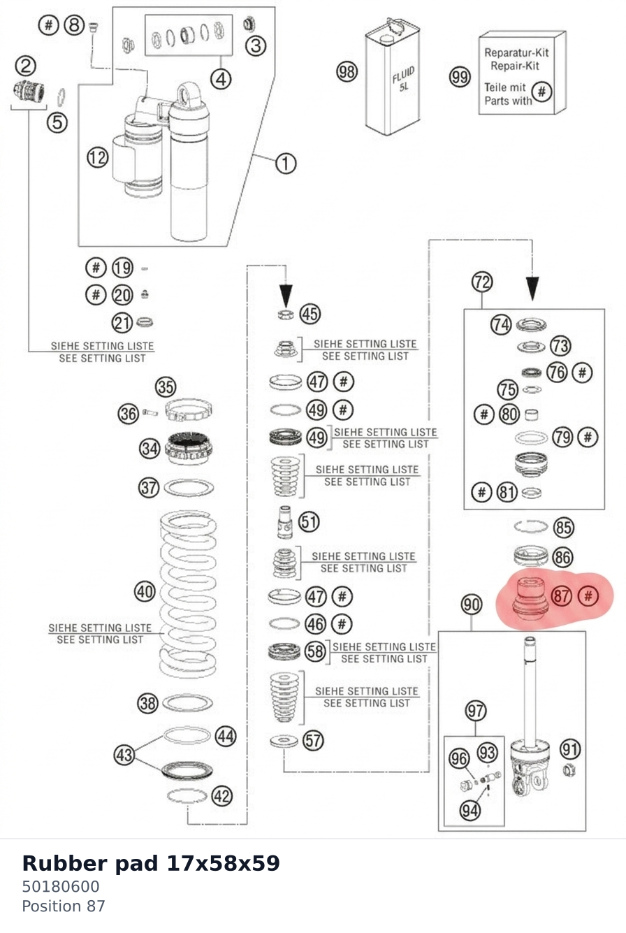 Diagram preview: Rubber pad 17x58x59 (50180600)