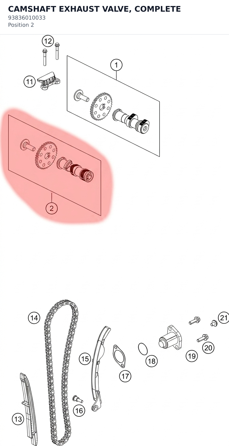 Diagram preview: CAMSHAFT EXHAUST VALVE, COMPLETE (93836010033)