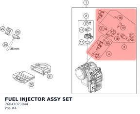Diagram preview: FUEL INJECTOR ASSY SET (76041023044)