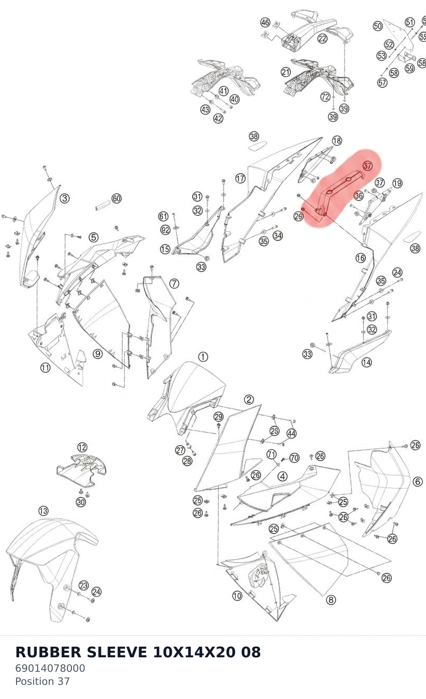 Diagram preview: RUBBER SLEEVE 10X14X20      08 (69014078000)