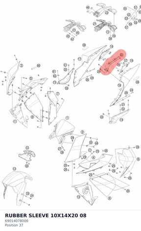 Diagram preview: RUBBER SLEEVE 10X14X20      08 (69014078000)