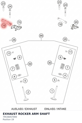 Diagram preview: EXHAUST ROCKER ARM SHAFT (79536057000)
