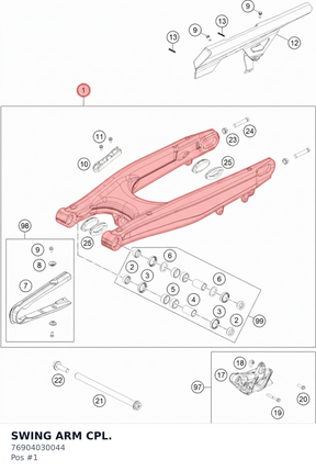Diagram preview: SWING ARM CPL. (76904030044)