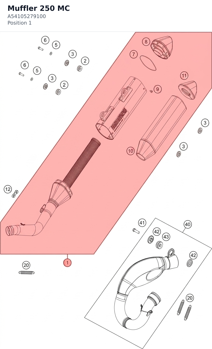 Diagram preview: Muffler 250 MC (A54105279100)