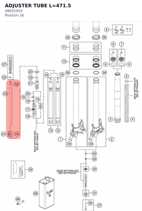 Diagram preview: ADJUSTER TUBE L=471.5 (48601924)