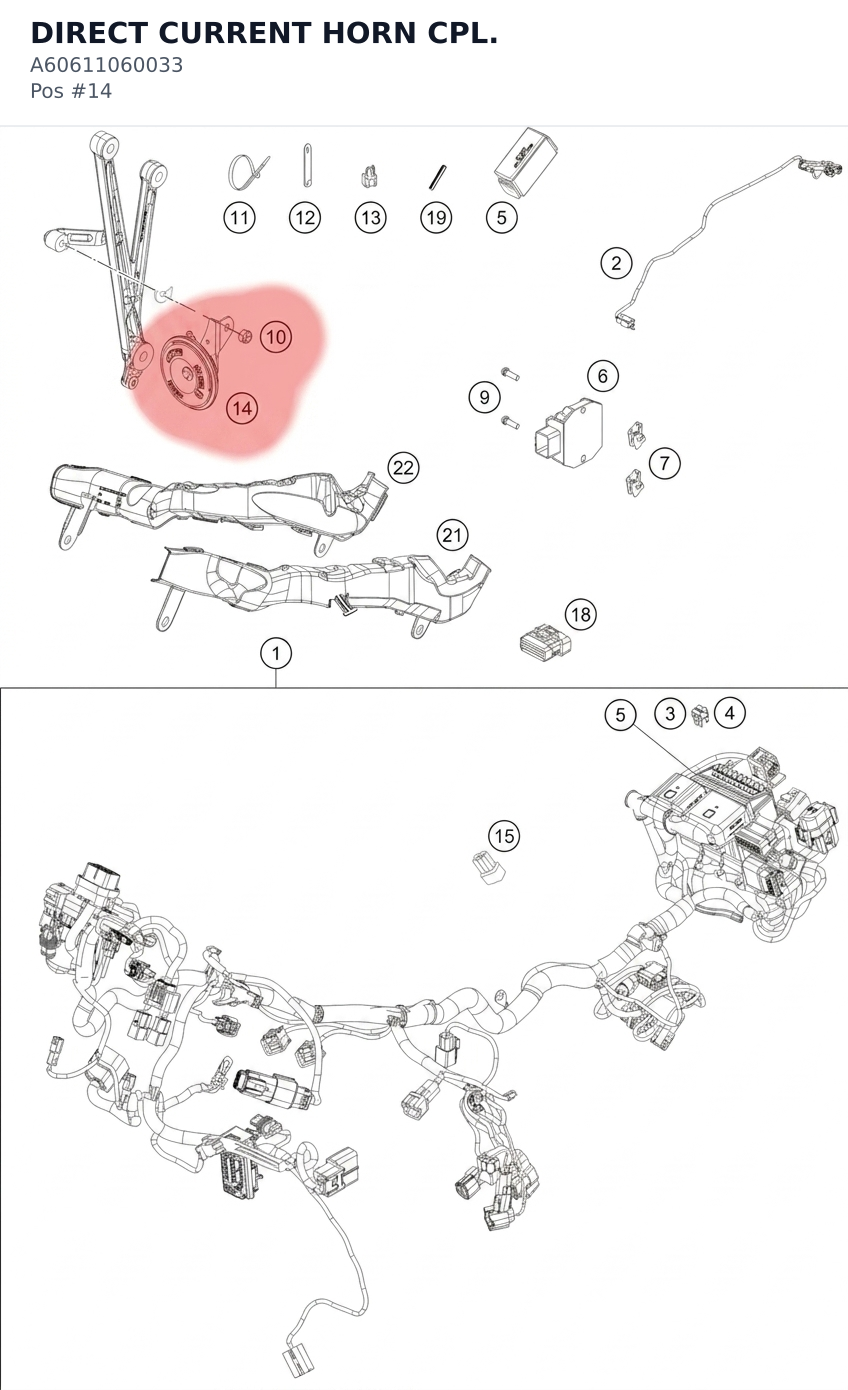 Diagram preview: DIRECT CURRENT HORN CPL. (A60611060033)