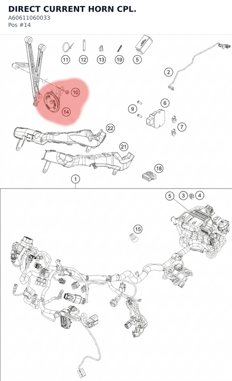 Diagram preview: DIRECT CURRENT HORN CPL. (A60611060033)