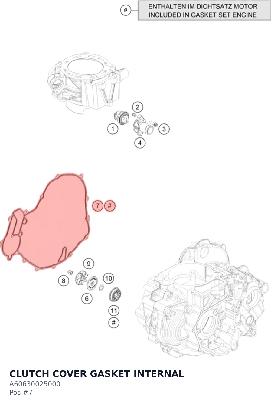 Diagram preview: CLUTCH COVER GASKET INTERNAL (A60630025000)