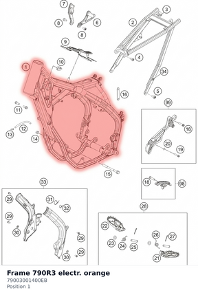 Diagram preview: Frame   790R3   electr. orange (79003001400EB)