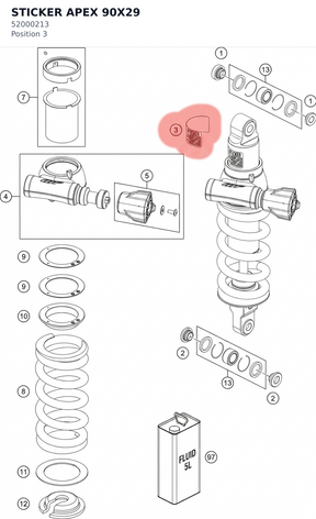 Diagram preview: STICKER APEX 90X29 (52000213)