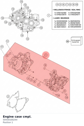 Diagram preview: Engine case cmpl. (50430100244)