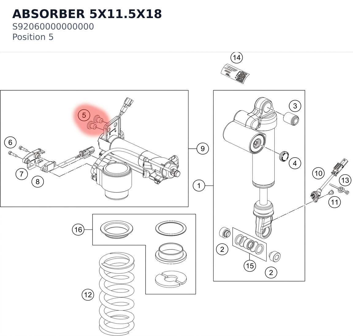 Diagram preview: ABSORBER 5X11.5X18 (S92060000000000)