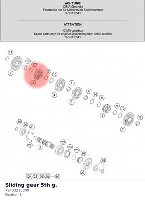 Diagram preview: Sliding gear 5th g. (79433215000)
