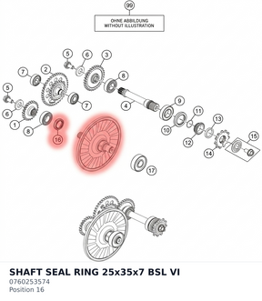 Diagram preview: SHAFT SEAL RING 25x35x7 BSL VI (0760253574)