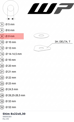 Diagram preview: Shim 8x22x0,30 (48600384)