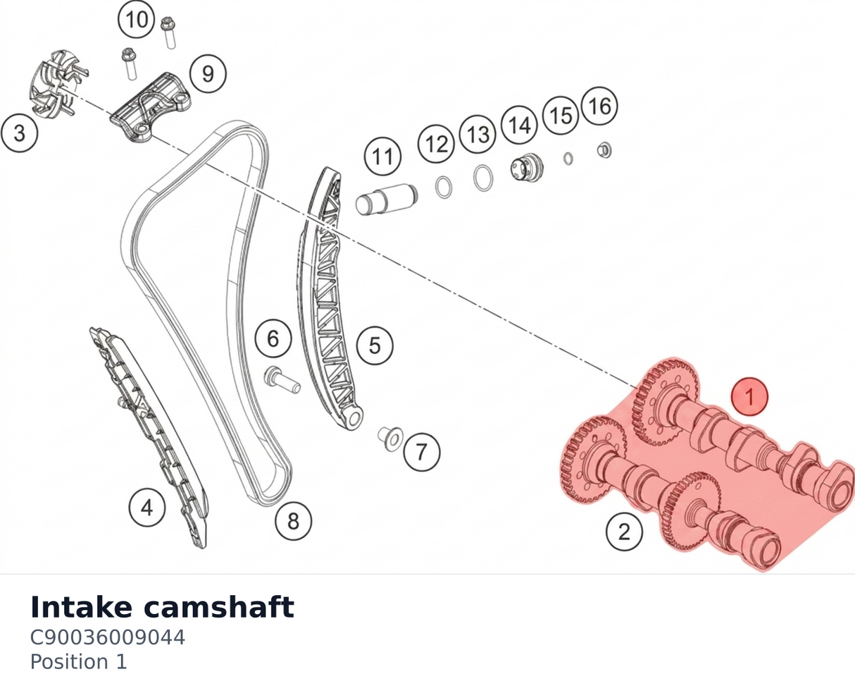 Diagram preview: Intake camshaft (C90036009044)
