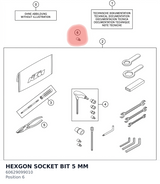 Diagram preview: HEXGON SOCKET BIT 5 MM (60629099010)