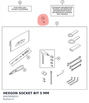 Diagram preview: HEXGON SOCKET BIT 5 MM (60629099010)