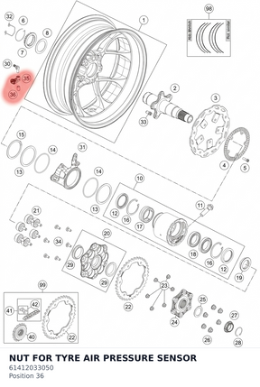 Diagram preview: NUT FOR TYRE AIR PRESSURE SENSOR (61412033050)