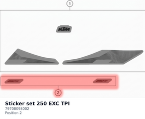 Diagram preview: Sticker set 250 EXC TPI (79708098002)