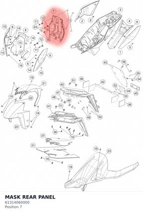 Diagram preview: MASK REAR PANEL (61314060000)