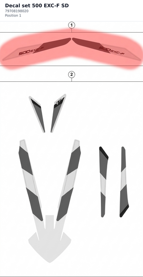Diagram preview: Decal set 500 EXC-F SD (79708198020)