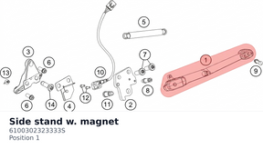 Diagram preview: Side stand w. magnet (6100302323333S)