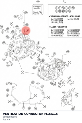 Diagram preview: VENTILATION CONNECTOR M16X1,5 (60030022000)