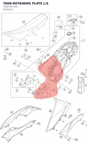 Diagram preview: TANK-RETAINING PLATE L/S (76507027100)