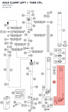 Diagram preview: AXLE CLAMP LEFT + TUBE    CPL. (48601407S1)