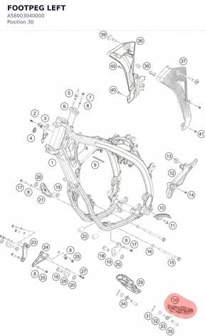 Diagram preview: FOOTPEG LEFT (A58003040000)