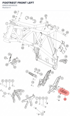 Diagram preview: FOOTREST FRONT LEFT (6900314010033S)