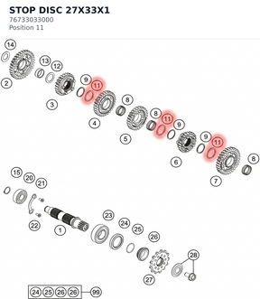 Diagram preview: STOP DISC 27X33X1 (76733033000)