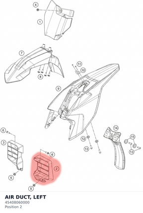 Diagram preview: AIR DUCT, LEFT (45408060000)