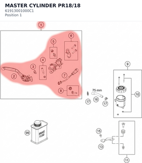 Diagram preview: MASTER CYLINDER PR18/18 (61913001000C1)